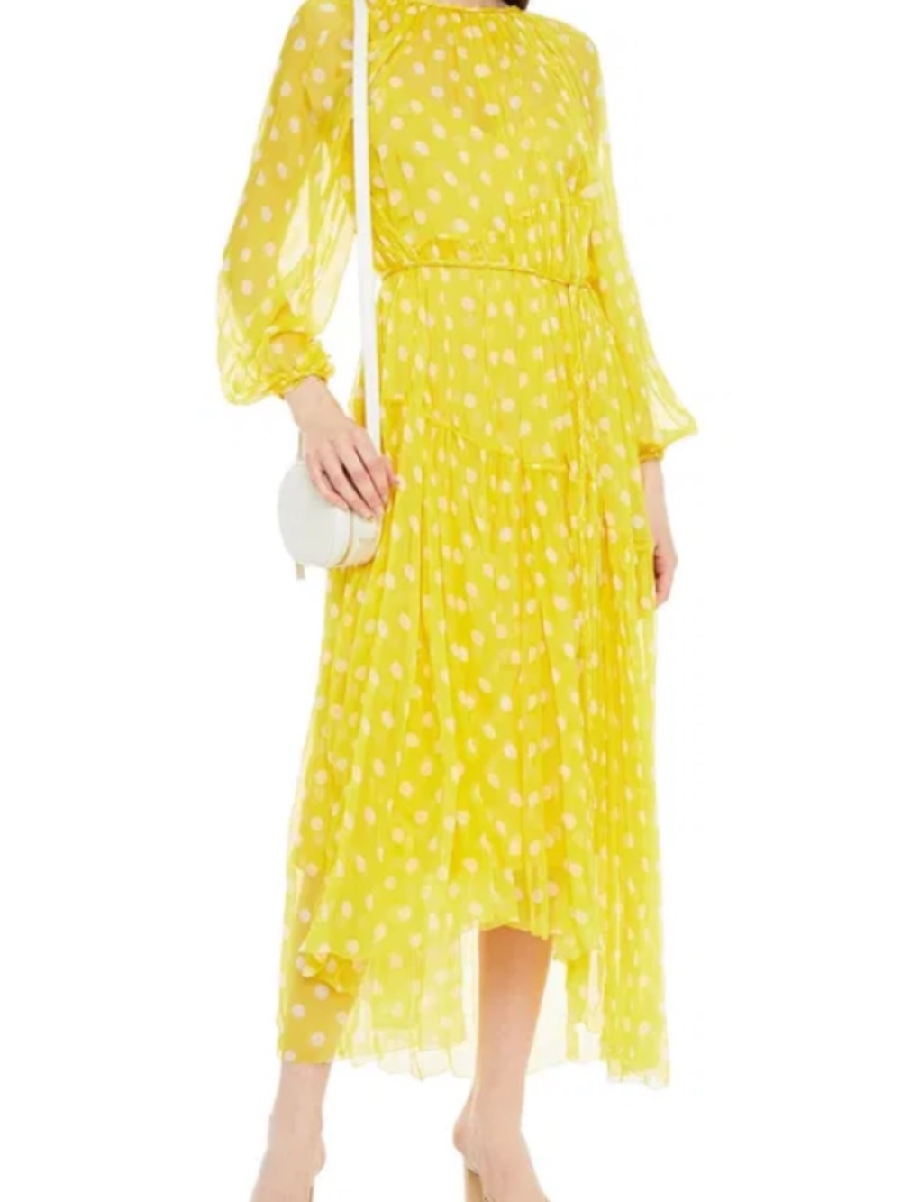 Zimmermann Asymmetrical Yellow Polkadot 100% Silk Dress - Size 1